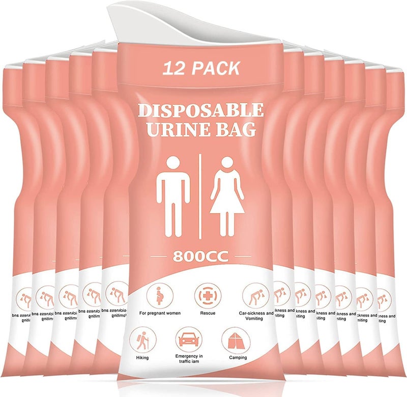 DIBBATU Disposable Urine Bag, 12/24 PCS Pee Bags for Travel for Women/Men, 800ML Emergency Portable Urinal Bag and Vomit Bags, Unisex Urinal Bag for Camping, Traffic Jams, Pregnant, Patient - Image 1